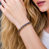 Pulsera Tennis 03.130.0004.2.07 Oro Laminado, Diseño de Baguette, con Zirconia Cubica Amatista, Pulido, Tono Dorado (Grosor 04.8 MM, 7 Pulgadas de Largo)