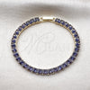 Pulsera Tennis 03.130.0004.2.07 Oro Laminado, Diseño de Baguette, con Zirconia Cubica Amatista, Pulido, Tono Dorado (Grosor 04.8 MM, 7 Pulgadas de Largo)