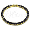 Pulsera Tennis 03.130.0004.2.07 Oro Laminado, Diseño de Baguette, con Zirconia Cubica Amatista, Pulido, Tono Dorado (Grosor 04.8 MM, 7 Pulgadas de Largo)