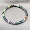 Pulsera Tennis 03.130.0004.3.07 Oro Laminado, Diseño de Baguette, con Zirconia Cubica Multicolor, Pulido, Tono Dorado (Grosor 04.8 MM, 7 Pulgadas de Largo)