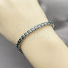 Pulsera Tennis 03.130.0004.4.07 Rodio Laminado, Diseño de Baguette, con Zirconia Cubica Negro, Pulido, Rodinado (Grosor 04.8 MM, 7 Pulgadas de Largo)