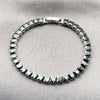 Pulsera Tennis 03.130.0004.4.07 Rodio Laminado, Diseño de Baguette, con Zirconia Cubica Negro, Pulido, Rodinado (Grosor 04.8 MM, 7 Pulgadas de Largo)
