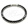 Pulsera Tennis 03.130.0004.4.07 Rodio Laminado, Diseño de Baguette, con Zirconia Cubica Negro, Pulido, Rodinado (Grosor 04.8 MM, 7 Pulgadas de Largo)