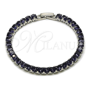 Pulsera Tennis 03.130.0004.5.07 Rodio Laminado, Diseño de Cluster, con Zirconia Cubica Amatista, Pulido, Rodinado (Grosor 04.8 MM, 7 Pulgadas de Largo)
