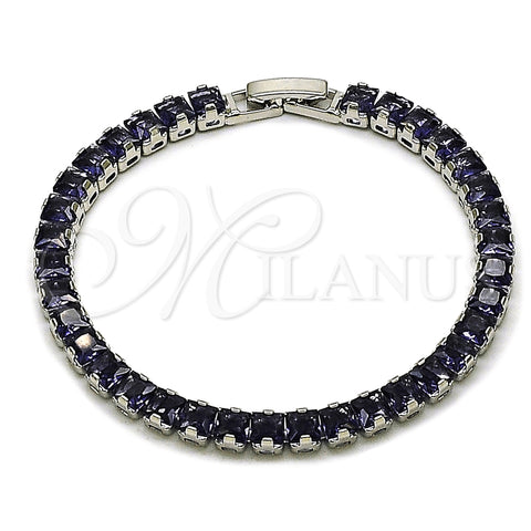 Pulsera Tennis 03.130.0004.5.07 Rodio Laminado, Diseño de Cluster, con Zirconia Cubica Amatista, Pulido, Rodinado (Grosor 04.8 MM, 7 Pulgadas de Largo)