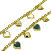 Pulsera Elegante 03.383.0036.1.08 Oro Laminado, Diseño de Corazón y Rolo, con Madre Perla Light Turquoise, Pulido, Tono Dorado (Grosor 04.3 MM, 8 Pulgadas de Largo)