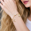Rosario de Pulsera 09.253.0087.08 Oro Laminado, Diseño de San Judas y Cruz, con Zirconia Cubica Blanca y Cristal Blanca, Diamantado, Tono Dorado