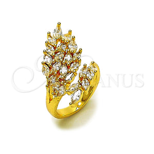 Anillo Multi Piedra 01.317.0001 Oro Laminado, Diseño de Oja, con Zirconia Cubica Blanca, Pulido, Tono Dorado (Talla Unica)