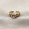 Anillo Multi Piedra 01.317.0002 Oro Laminado, Diseño de Baguette y Cluster, con Zirconia Cubica Blanca y Micro Pave Blanca, Pulido, Tono Dorado (Talla Unica)