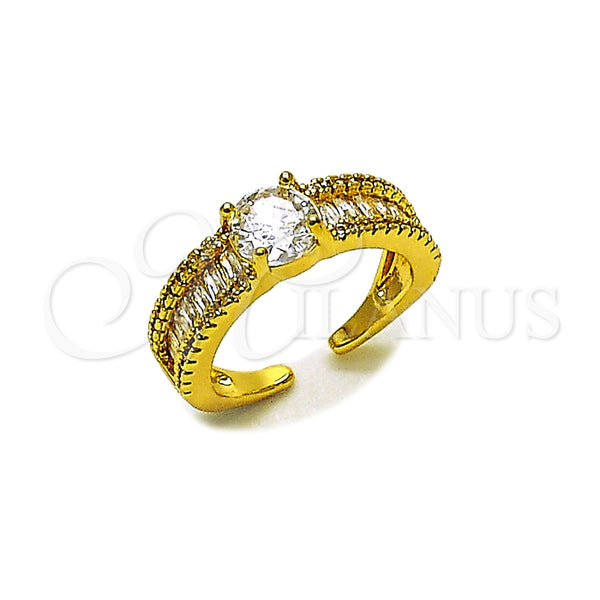 Anillo Multi Piedra 01.317.0002 Oro Laminado, Diseño de Baguette y Cluster, con Zirconia Cubica Blanca y Micro Pave Blanca, Pulido, Tono Dorado (Talla Unica)