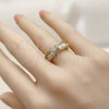 Anillo Multi Piedra 01.317.0005 Oro Laminado, Diseño de Baguette y Cluster, con Zirconia Cubica Blanca y Micro Pave Blanca, Pulido, Tono Dorado (Talla Unica)