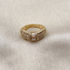 Anillo Multi Piedra 01.317.0005 Oro Laminado, Diseño de Baguette y Cluster, con Zirconia Cubica Blanca y Micro Pave Blanca, Pulido, Tono Dorado (Talla Unica)