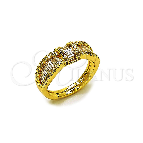 Anillo Multi Piedra 01.317.0005 Oro Laminado, Diseño de Baguette y Cluster, con Zirconia Cubica Blanca y Micro Pave Blanca, Pulido, Tono Dorado (Talla Unica)