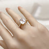 Anillo Multi Piedra 01.317.0006 Oro Laminado, Diseño de Baguette, con Zirconia Cubica Blanca, Pulido, Tono Dorado (Talla Unica)