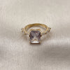 Anillo Multi Piedra 01.317.0006 Oro Laminado, Diseño de Baguette, con Zirconia Cubica Blanca, Pulido, Tono Dorado (Talla Unica)