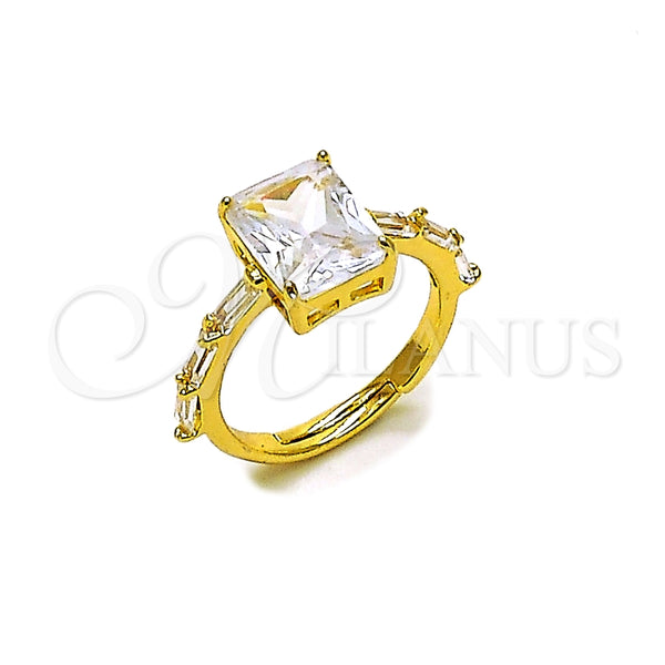 Anillo Multi Piedra 01.317.0006 Oro Laminado, Diseño de Baguette, con Zirconia Cubica Blanca, Pulido, Tono Dorado (Talla Unica)