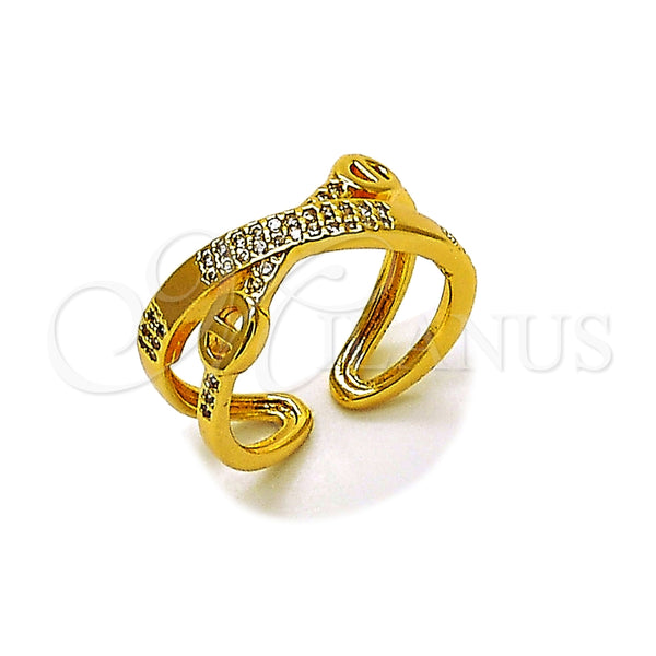 Anillo Multi Piedra 01.317.0007 Oro Laminado, Diseño de Mariner, con Micro Pave Blanca, Pulido, Tono Dorado (Talla Unica)