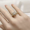 Anillo Multi Piedra 01.317.0008 Oro Laminado, Diseño de Baguette y Cluster, con Zirconia Cubica Blanca y Micro Pave Blanca, Pulido, Tono Dorado (Talla Unica)