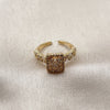 Anillo Multi Piedra 01.317.0008 Oro Laminado, Diseño de Baguette y Cluster, con Zirconia Cubica Blanca y Micro Pave Blanca, Pulido, Tono Dorado (Talla Unica)