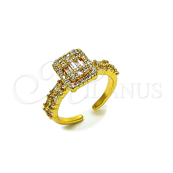 Anillo Multi Piedra 01.317.0008 Oro Laminado, Diseño de Baguette y Cluster, con Zirconia Cubica Blanca y Micro Pave Blanca, Pulido, Tono Dorado (Talla Unica)