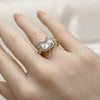 Anillo Multi Piedra 01.317.0009 Oro Laminado, Diseño de Cluster y Baguette, con Zirconia Cubica Blanca y Micro Pave Blanca, Pulido, Tono Dorado (Talla Unica)