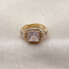 Anillo Multi Piedra 01.317.0009 Oro Laminado, Diseño de Cluster y Baguette, con Zirconia Cubica Blanca y Micro Pave Blanca, Pulido, Tono Dorado (Talla Unica)