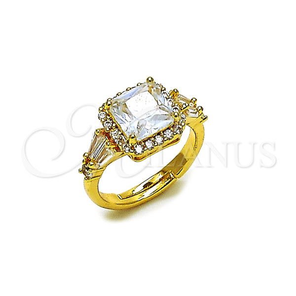 Anillo Multi Piedra 01.317.0009 Oro Laminado, Diseño de Cluster y Baguette, con Zirconia Cubica Blanca y Micro Pave Blanca, Pulido, Tono Dorado (Talla Unica)