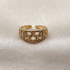 Anillo Multi Piedra 01.317.0010 Oro Laminado, Diseño de Baguette y Cluster, con Zirconia Cubica Blanca y Micro Pave Blanca, Pulido, Tono Dorado (Talla Unica)