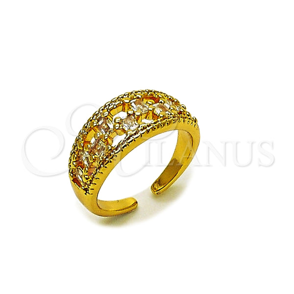 Anillo Multi Piedra 01.317.0010 Oro Laminado, Diseño de Baguette y Cluster, con Zirconia Cubica Blanca y Micro Pave Blanca, Pulido, Tono Dorado (Talla Unica)
