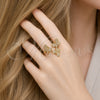 Anillo Multi Piedra 01.317.0011 Oro Laminado, Diseño de Mariposa, con Micro Pave Blanca, Pulido, Tono Dorado (Talla Unica)