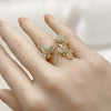 Anillo Multi Piedra 01.317.0011 Oro Laminado, Diseño de Mariposa, con Micro Pave Blanca, Pulido, Tono Dorado (Talla Unica)