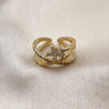 Anillo Multi Piedra 01.317.0012 Oro Laminado, Diseño de Flor, con Zirconia Cubica Blanca y Micro Pave Blanca, Pulido, Tono Dorado (Talla Unica)