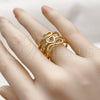 Anillo Multi Piedra 01.317.0014 Oro Laminado, Diseño de Infinito y Corazón, con Micro Pave Blanca, Pulido, Tono Dorado (Talla Unica)