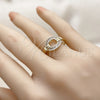 Anillo Multi Piedra 01.266.0083 Oro Laminado, Diseño de Baguette, con Zirconia Cubica Blanca, Pulido, Tono Dorado (Talla Unica)