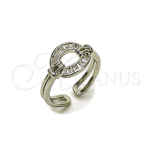 Anillo Multi Piedra 01.266.0083.1 Rodio Laminado, Diseño de Baguette, con Zirconia Cubica Blanca, Pulido, Rodinado (Talla Unica)