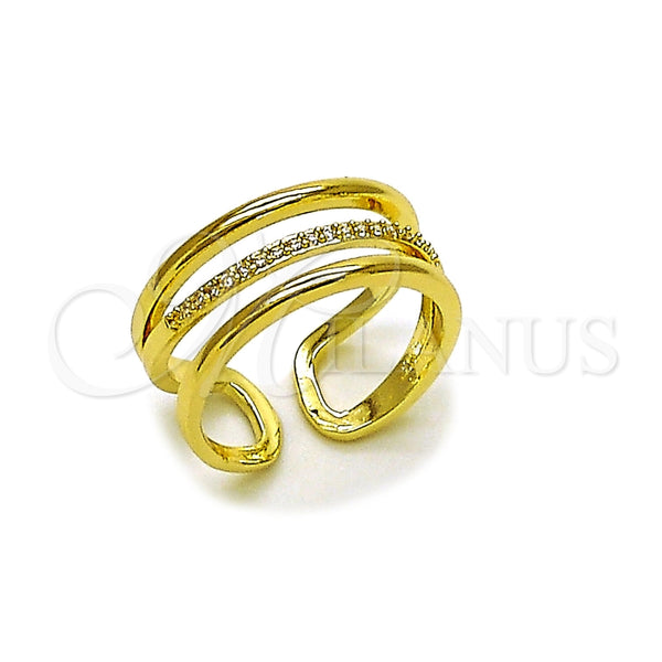 Anillo Multi Piedra 01.266.0084 Oro Laminado, con Micro Pave Blanca, Pulido, Tono Dorado (Talla Unica)
