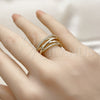 Anillo Multi Piedra 01.266.0085 Oro Laminado, con Micro Pave Blanca, Pulido, Tono Dorado (Talla Unica)