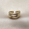 Anillo Multi Piedra 01.266.0085 Oro Laminado, con Micro Pave Blanca, Pulido, Tono Dorado (Talla Unica)