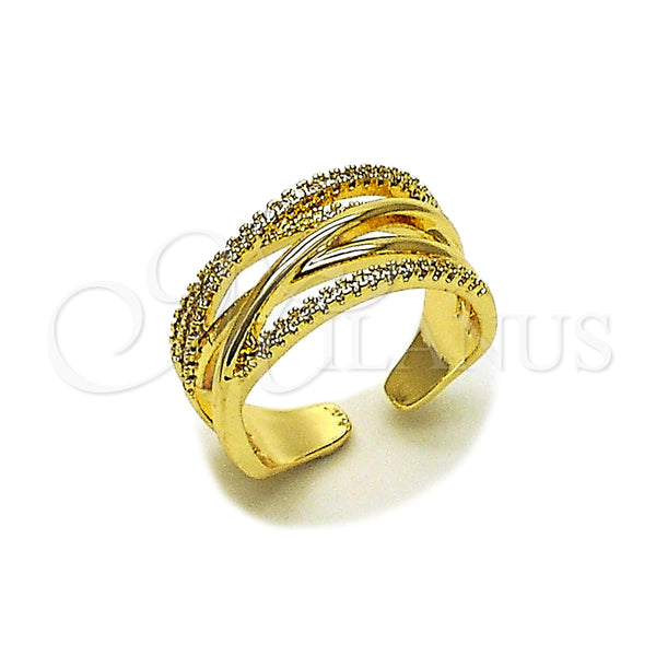 Anillo Multi Piedra 01.266.0085 Oro Laminado, con Micro Pave Blanca, Pulido, Tono Dorado (Talla Unica)