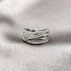 Anillo Multi Piedra 01.266.0085.1 Rodio Laminado, con Micro Pave Blanca, Pulido, Rodinado (Talla Unica)