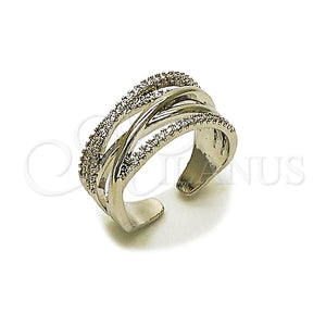 Anillo Multi Piedra 01.266.0085.1 Rodio Laminado, con Micro Pave Blanca, Pulido, Rodinado (Talla Unica)