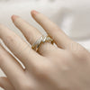 Anillo Multi Piedra 01.266.0086 Oro Laminado, con Micro Pave Blanca, Pulido, Tono Dorado (Talla Unica)
