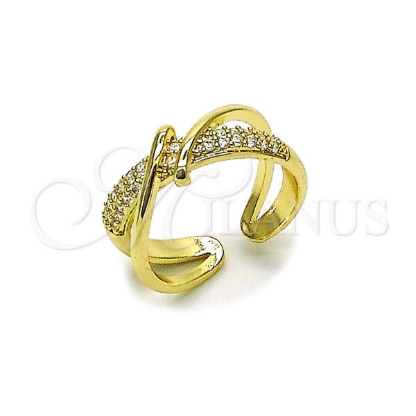 Anillo Multi Piedra 01.266.0086 Oro Laminado, con Micro Pave Blanca, Pulido, Tono Dorado (Talla Unica)