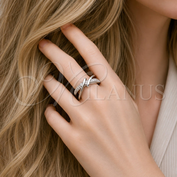 Anillo Multi Piedra 01.266.0086.1 Rodio Laminado, con Micro Pave Blanca, Pulido, Rodinado (Talla Unica)
