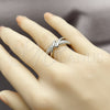 Anillo Multi Piedra 01.266.0086.1 Rodio Laminado, con Micro Pave Blanca, Pulido, Rodinado (Talla Unica)