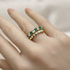 Anillo Multi Piedra 01.266.0087 Oro Laminado, con Zirconia Cubica Verde y Blanca, Pulido, Tono Dorado (Talla Unica)