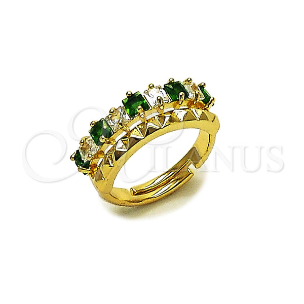 Anillo Multi Piedra 01.266.0087 Oro Laminado, con Zirconia Cubica Verde y Blanca, Pulido, Tono Dorado (Talla Unica)