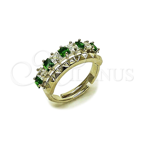 Anillo Multi Piedra 01.266.0087.1 Rodio Laminado, con Zirconia Cubica Verde y Blanca, Pulido, Rodinado (Talla Unica)
