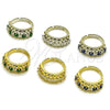 Anillo Multi Piedra 01.266.0087.1 Rodio Laminado, con Zirconia Cubica Verde y Blanca, Pulido, Rodinado (Talla Unica)