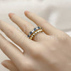 Anillo Multi Piedra 01.266.0087.2 Oro Laminado, con Zirconia Cubica Zafiro Azul y Blanca, Pulido, Tono Dorado (Talla Unica)